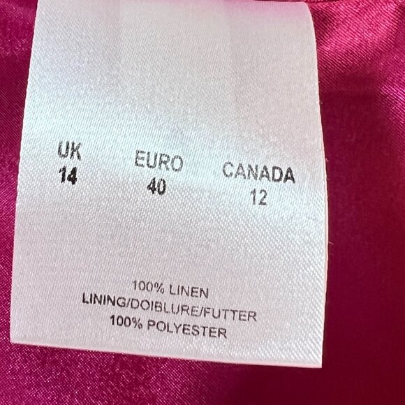 💕Windmoor :Bold & Beautiful Vintage-vibe Fuchsia 100% Linen Jacket size 12 - Picture 9 of 15